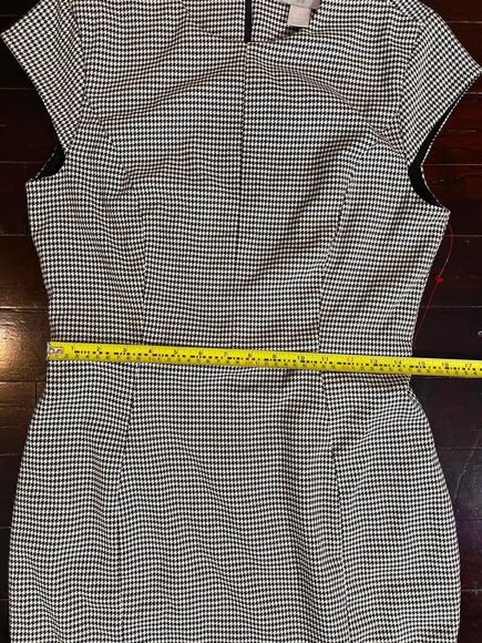 H&M Sheath Dress Hounds Tooth Size 8 Black White Multi Season Work, Business - Picture 4 of 5